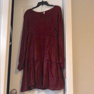 Long sleeve wine dress